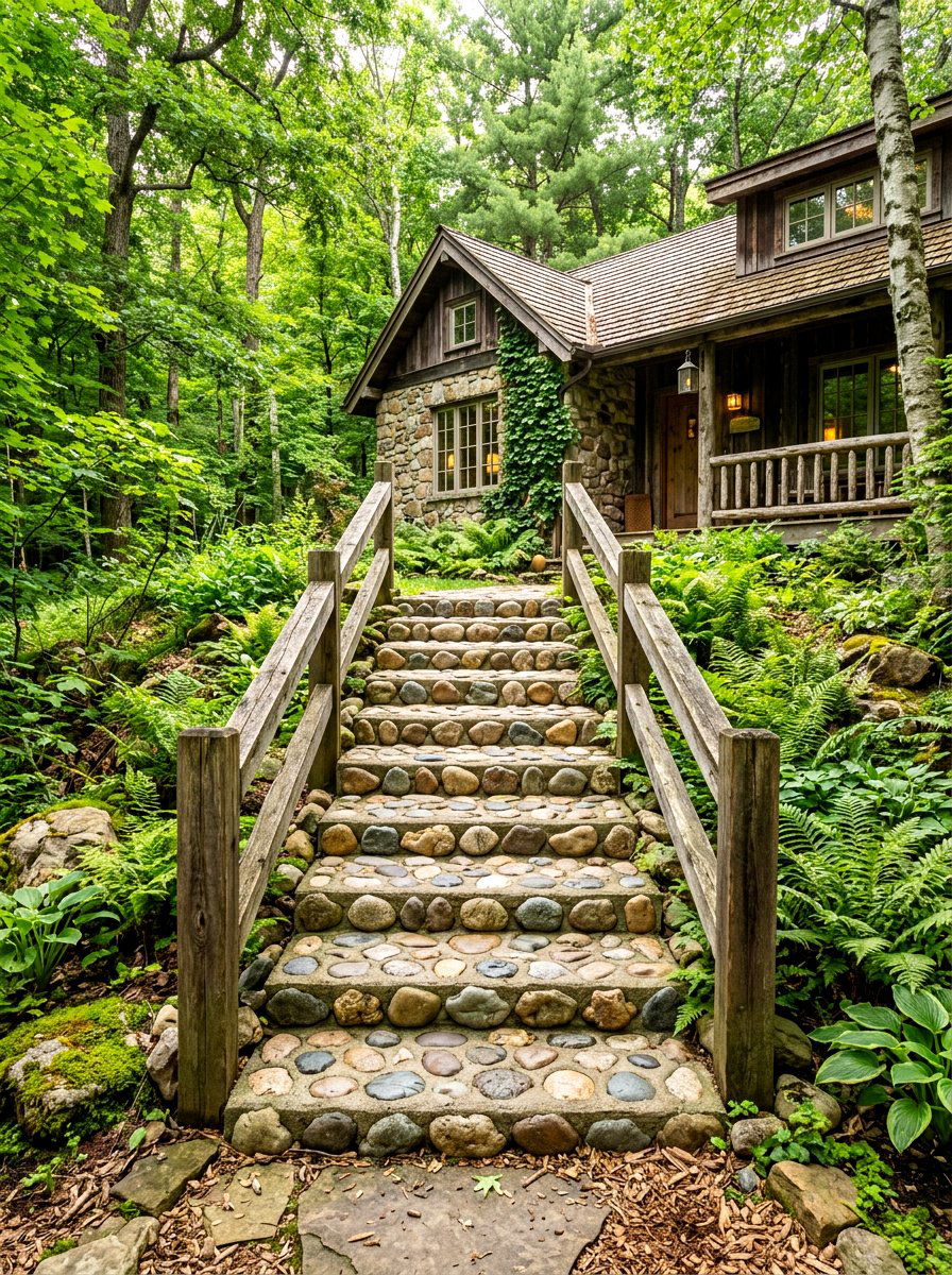 River Rock Porch Stairs - 30 porch step ideas