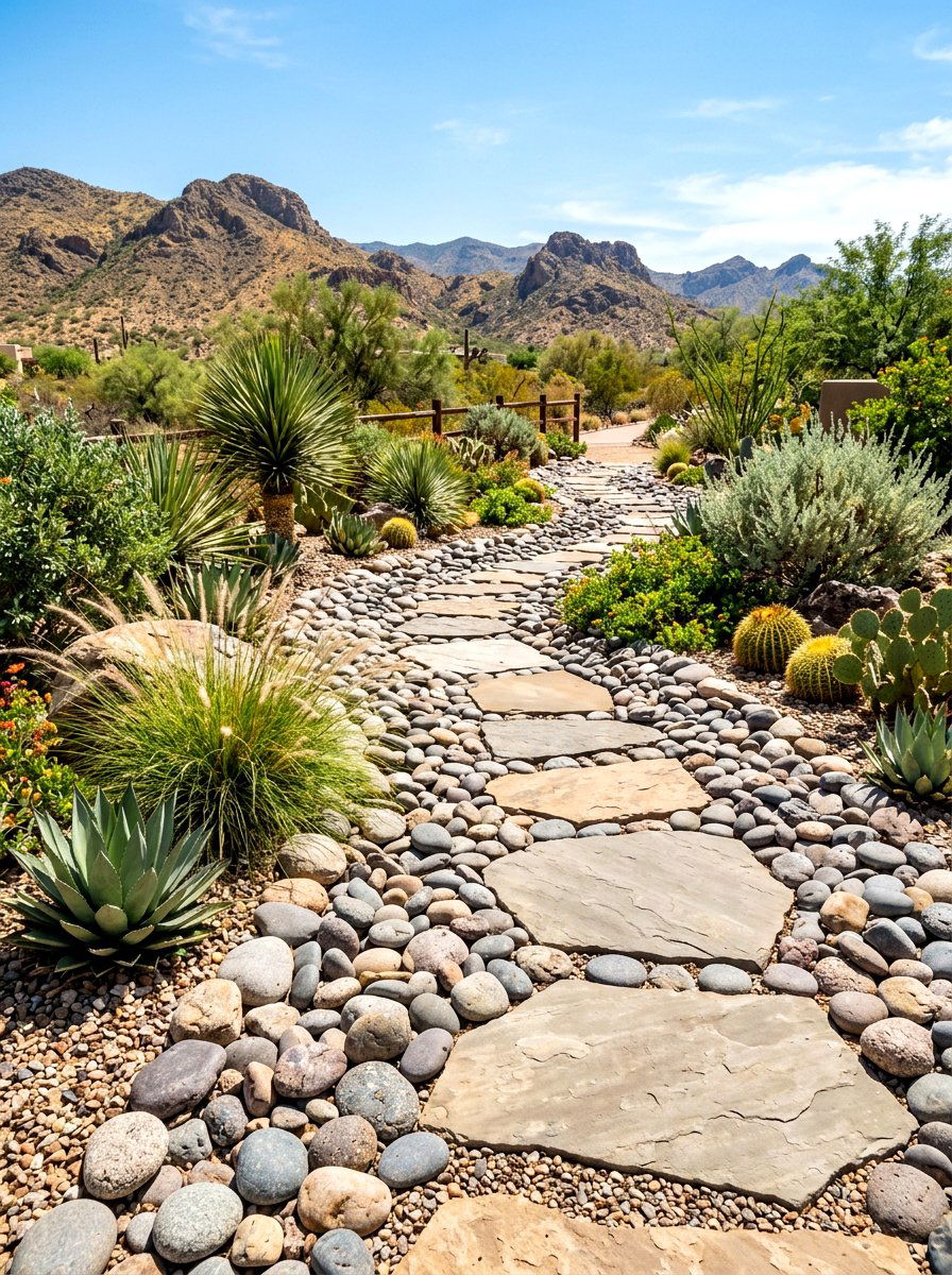 River Stone Dry Creek Bed - 30 side yard walkway ideas