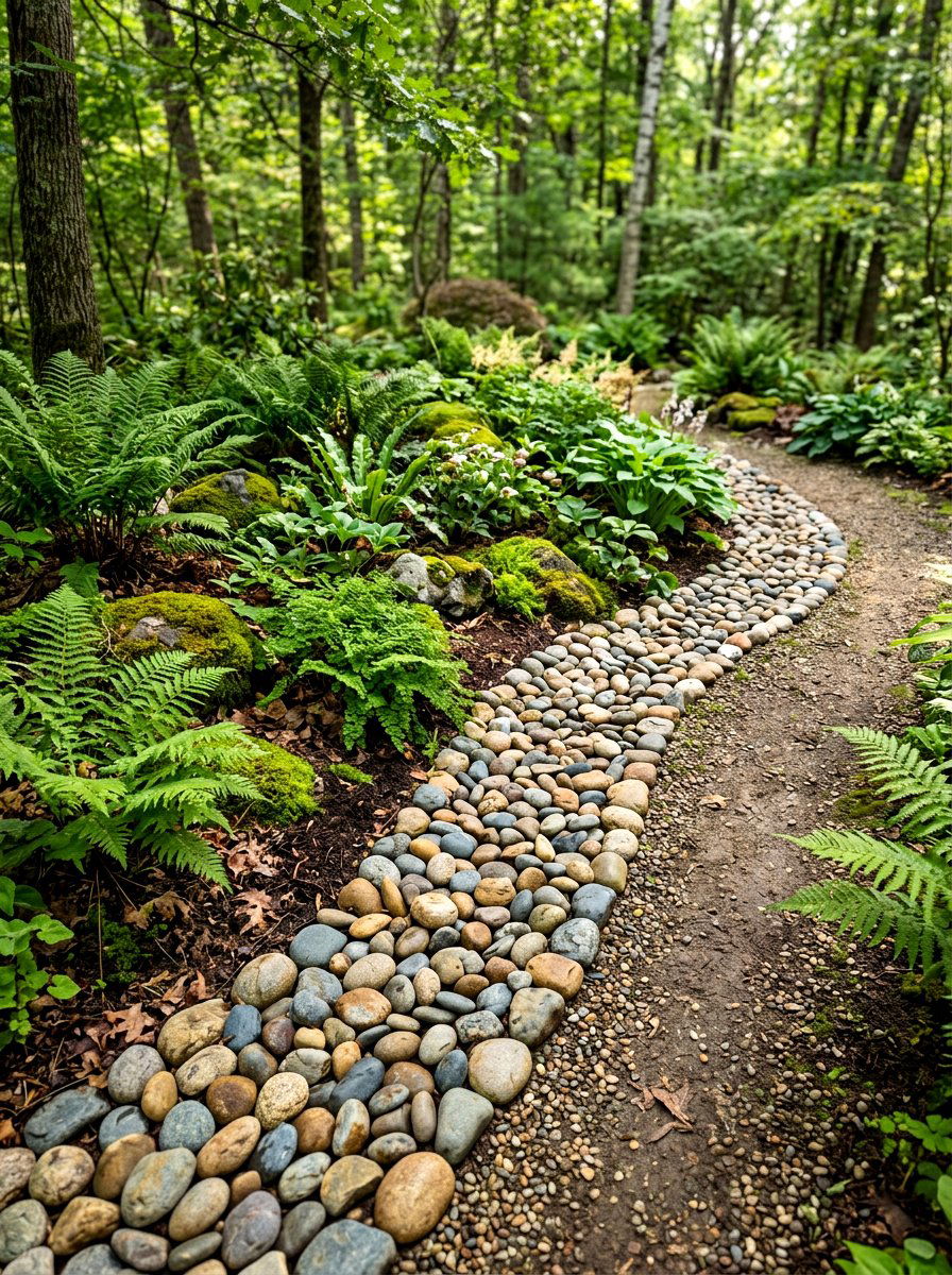 River rock garden border - 30 garden border ideas