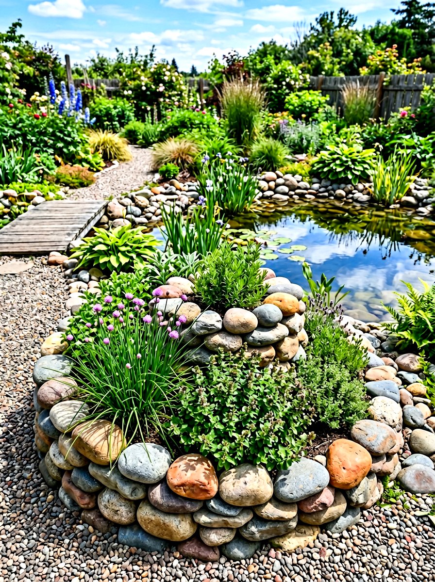 River rock herb spiral - 30 herb spiral ideas