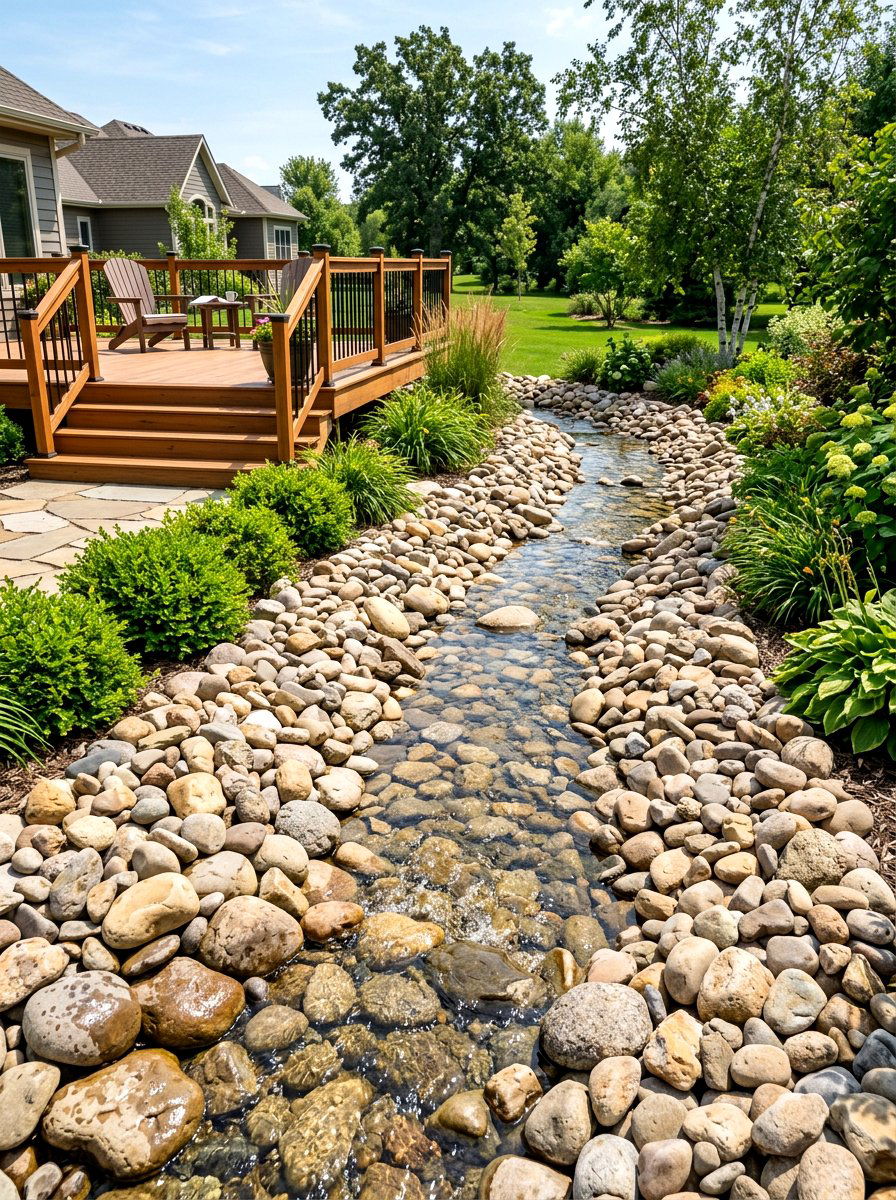 River rock stream - 30 backyard stream ideas