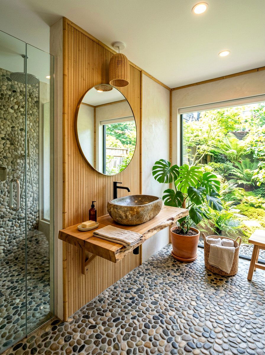 River stone basin - 30 statement stone sink ideas