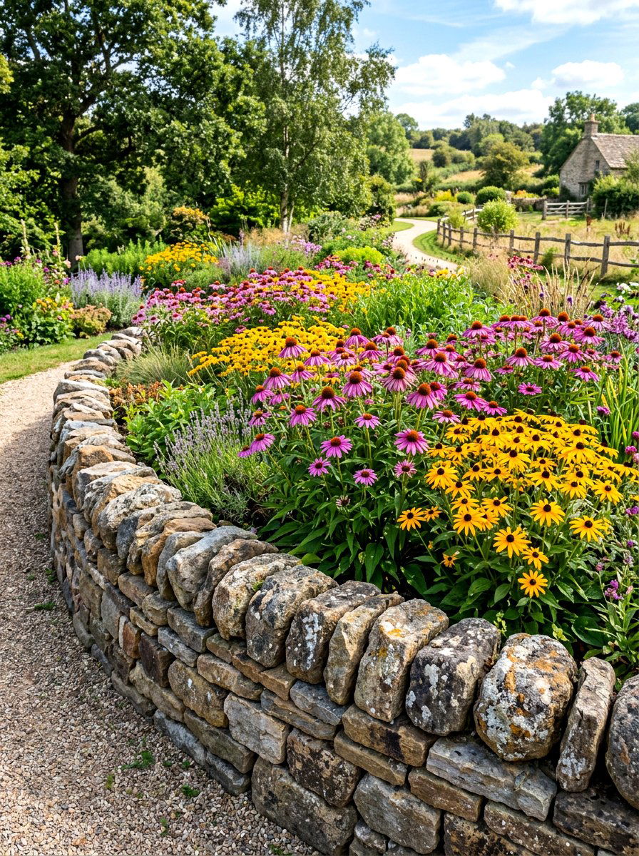 Rock Border Flower Bed - 30 budget flower bed ideas