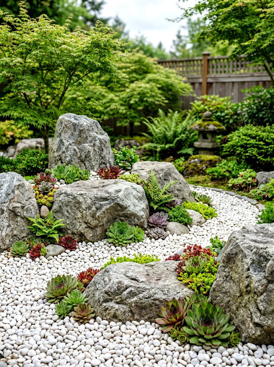 Rock Garden - 30 low maintenance backyard landscaping ideas