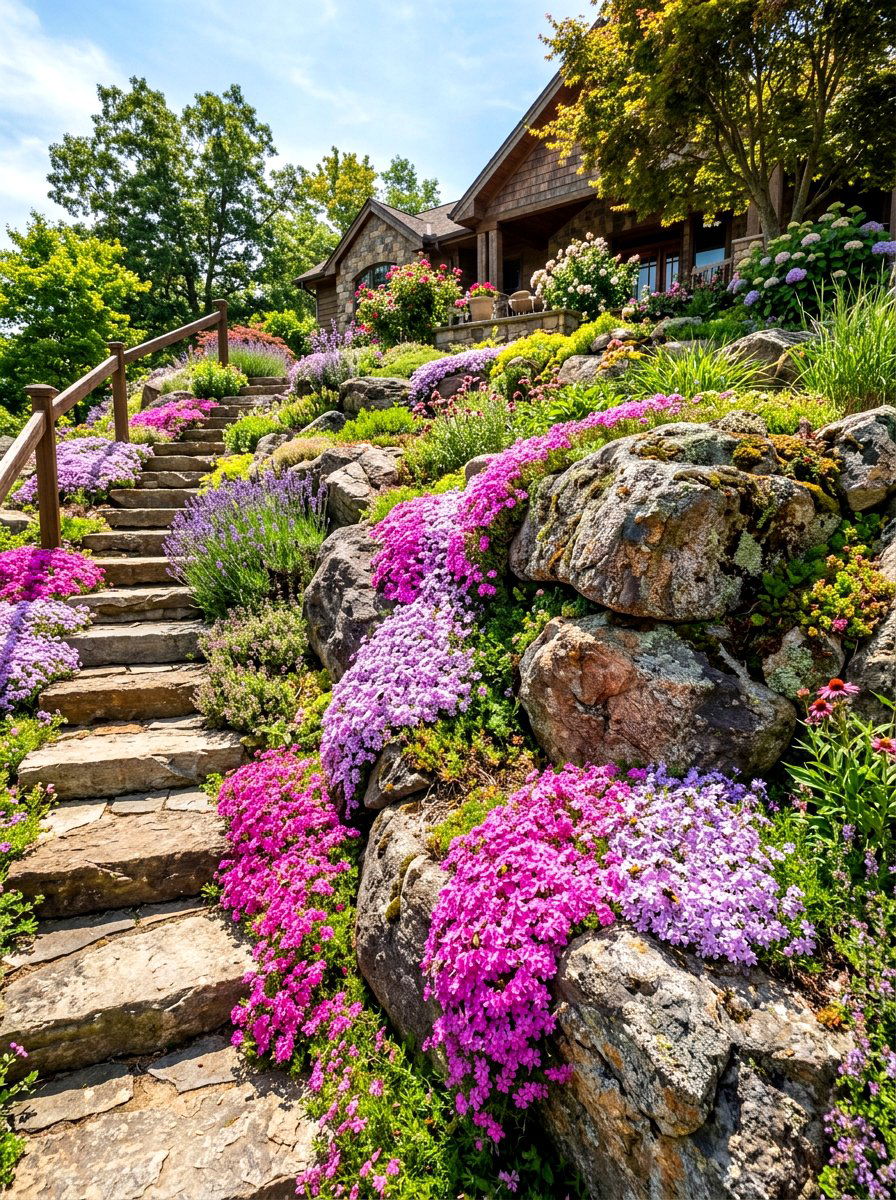 Rock Garden Bees - 30 pollinator front yard ideas
