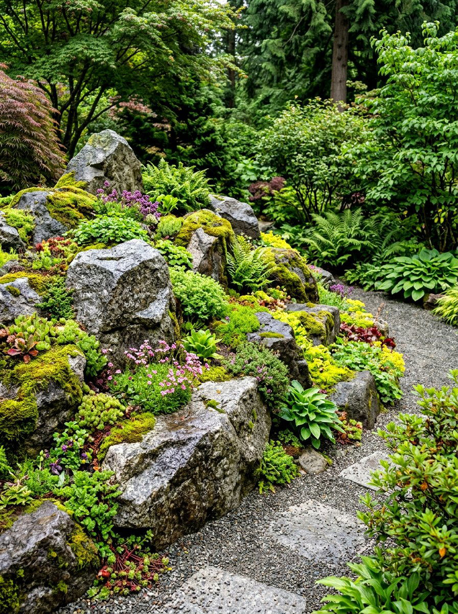Rock Garden Corner - 30 small front yard ideas