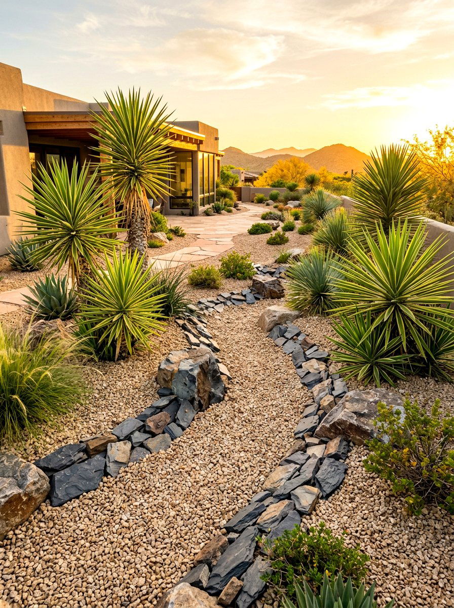 Rock Garden Drainage Basin - 30 rainwater garden ideas