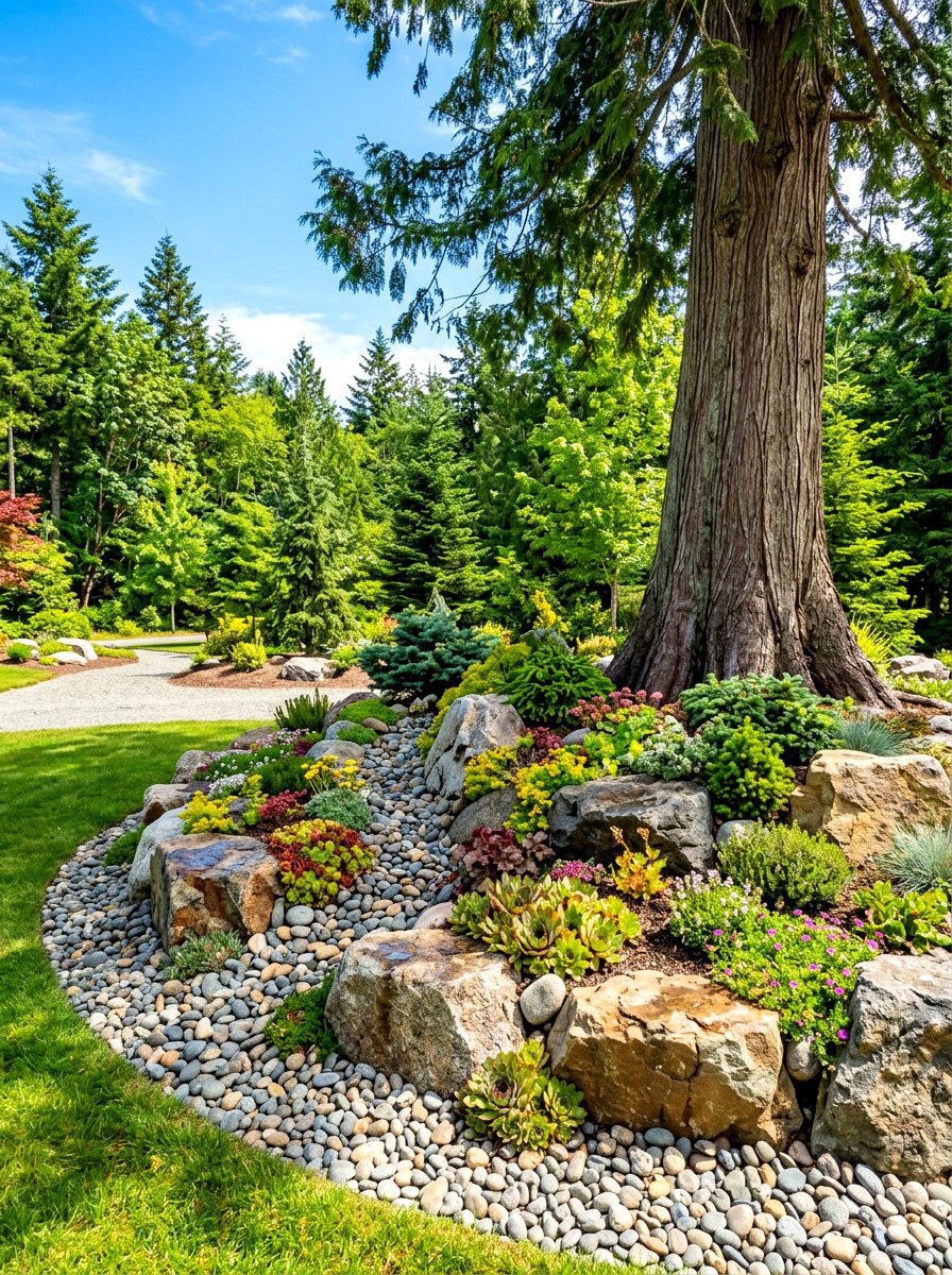 Rock Garden Foundation - 30 tree border landscaping ideas