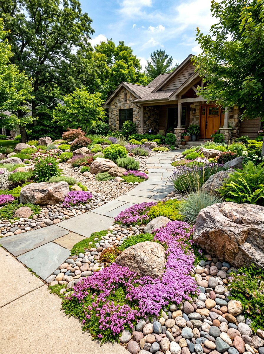 Rock Garden Front Yard - 30 low water front yard ideas