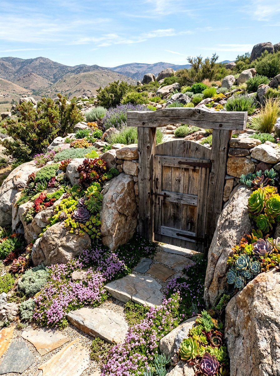 Rock Garden Gate - 30 front gate flower bed ideas