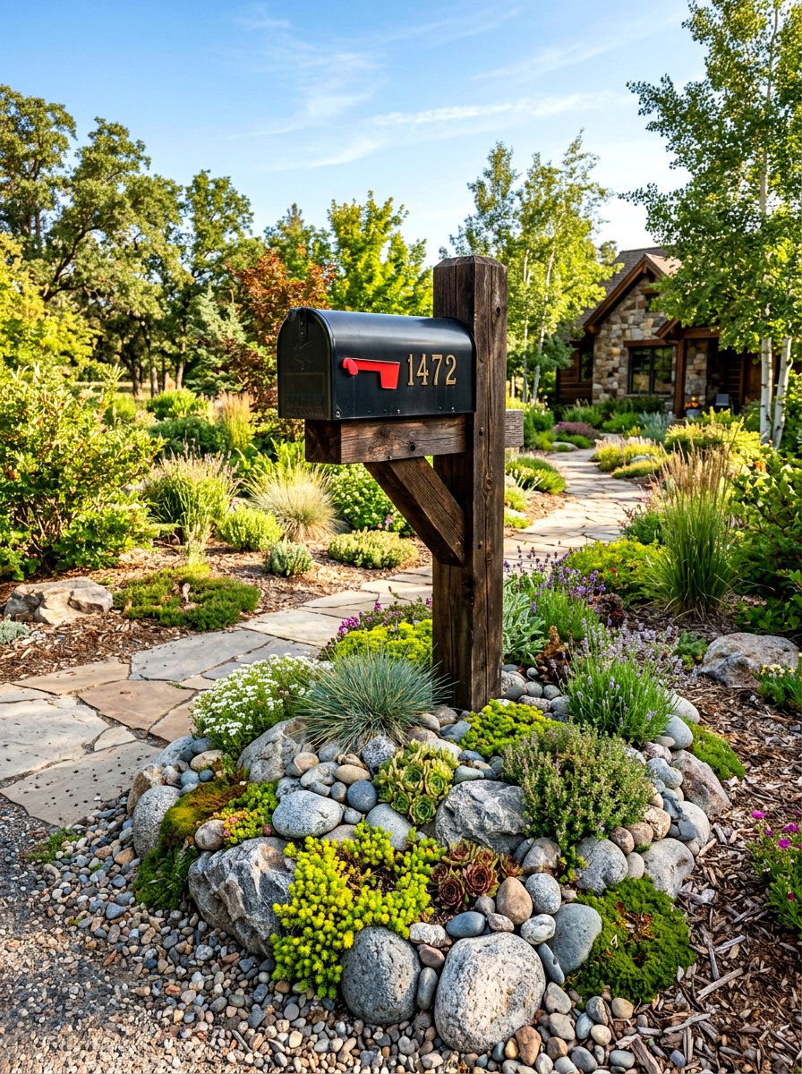 Rock Garden Mailbox - 30 mailbox landscaping ideas