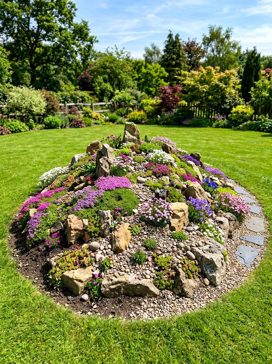 Rock Garden Mound - 30 pebble garden ideas