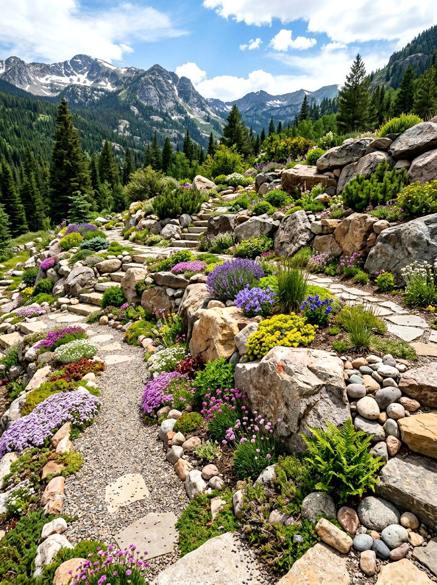 Rock Garden Slope - 30 tiered backyard ideas