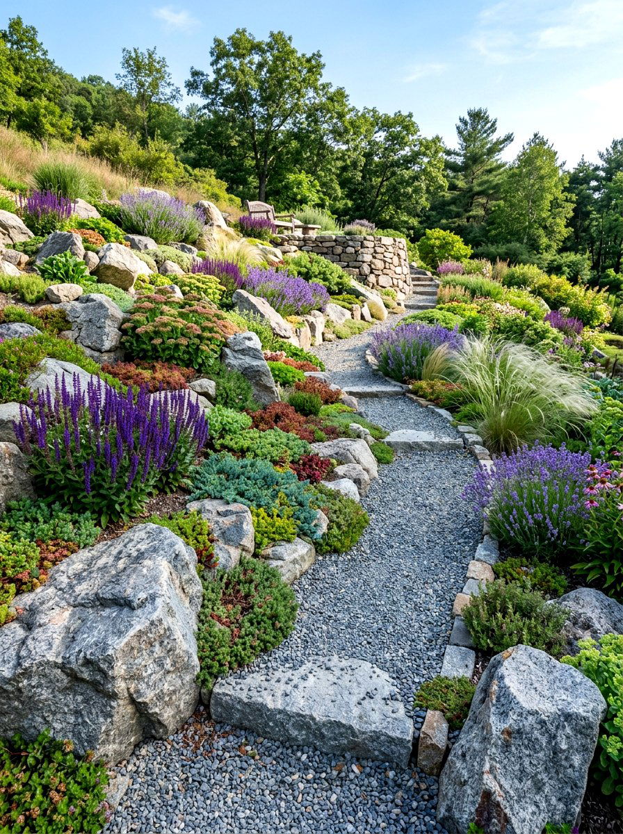 Rock Garden Slope - 30 budget garden ideas
