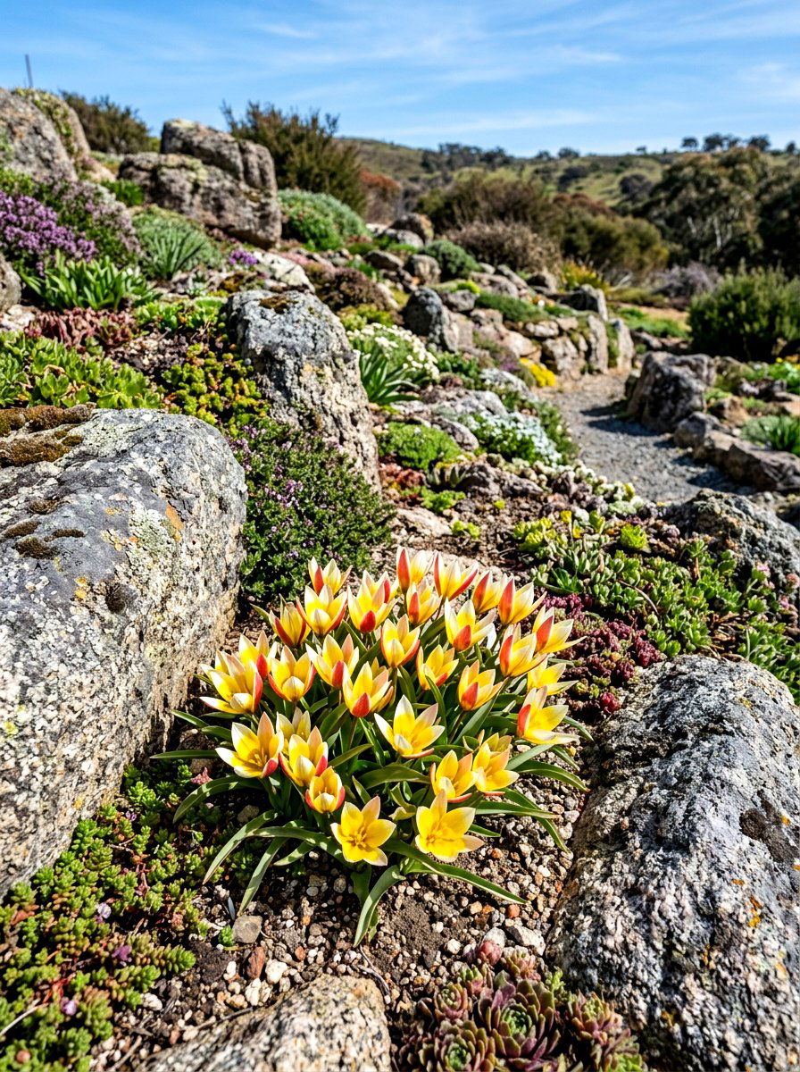 Rock Garden Tulip Accent - 30 tulip border ideas