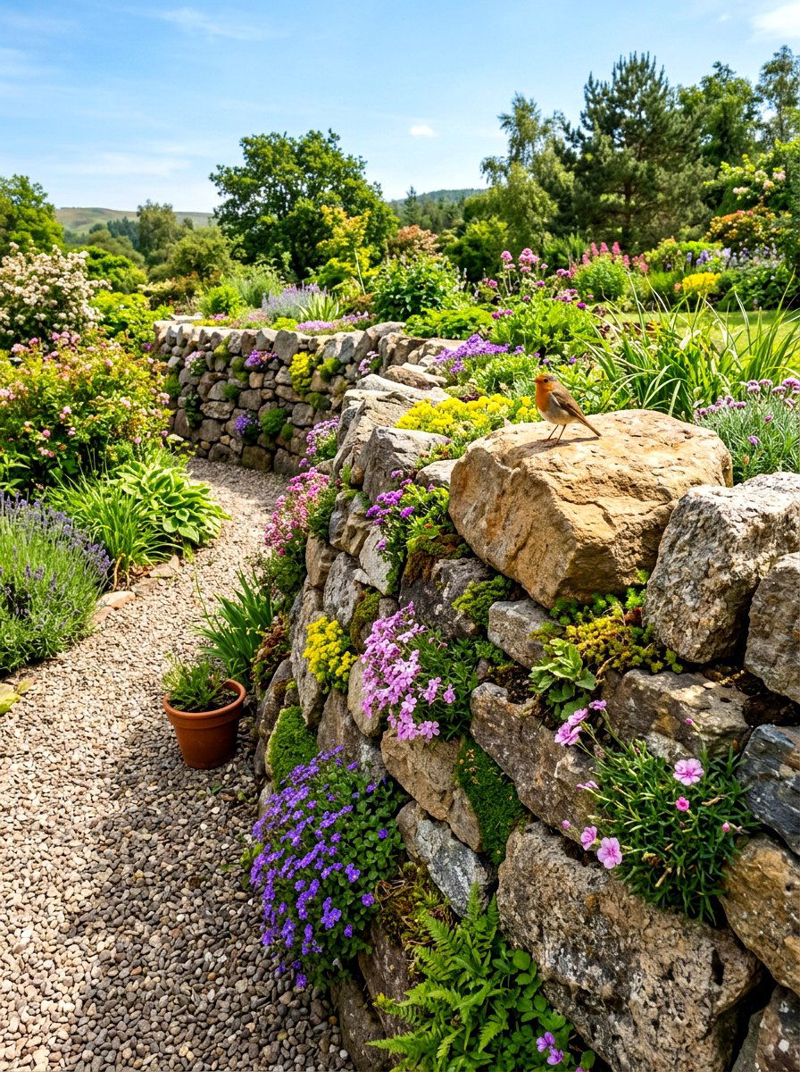 Rock Garden Wall - 30 bird friendly backyard ideas