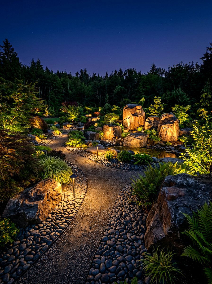 Rock Garden With Lighting - 30 rock landscaping ideas