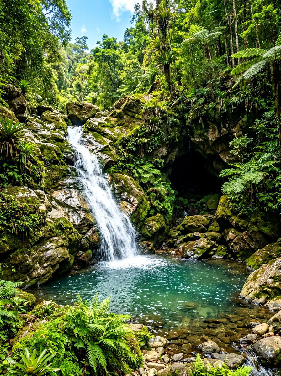 Rock Grotto Waterfall - 30 resort backyard pool ideas
