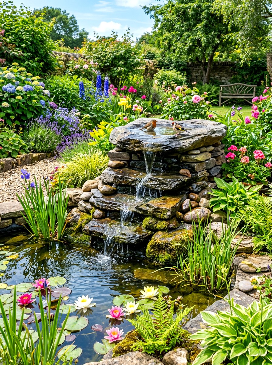 Rock Waterfall Bird Bath - 30 bird bath ideas