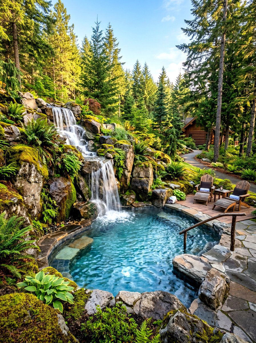 Rock Waterfall Spa Pool - 30 spa pool backyard ideas