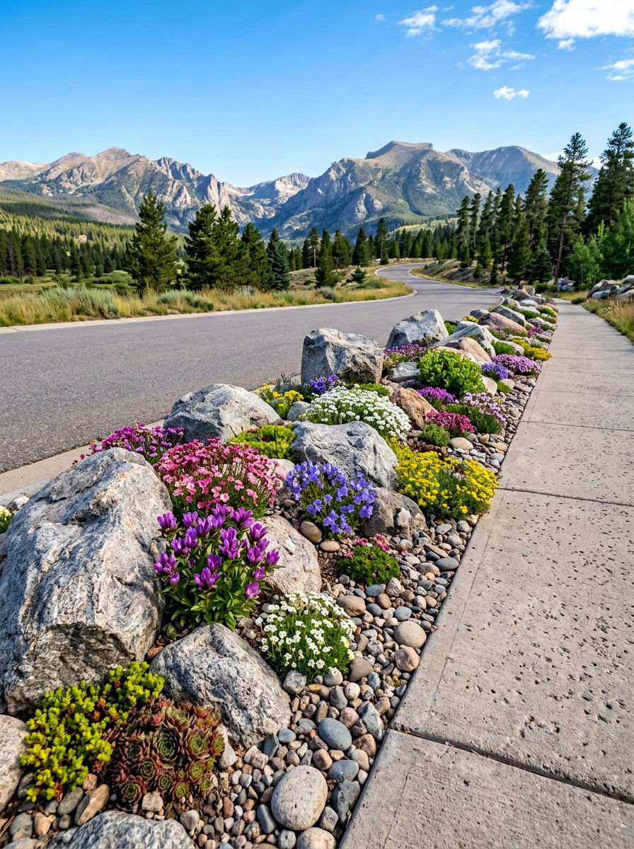 Rock garden curb strip - 30 curb strip planting ideas