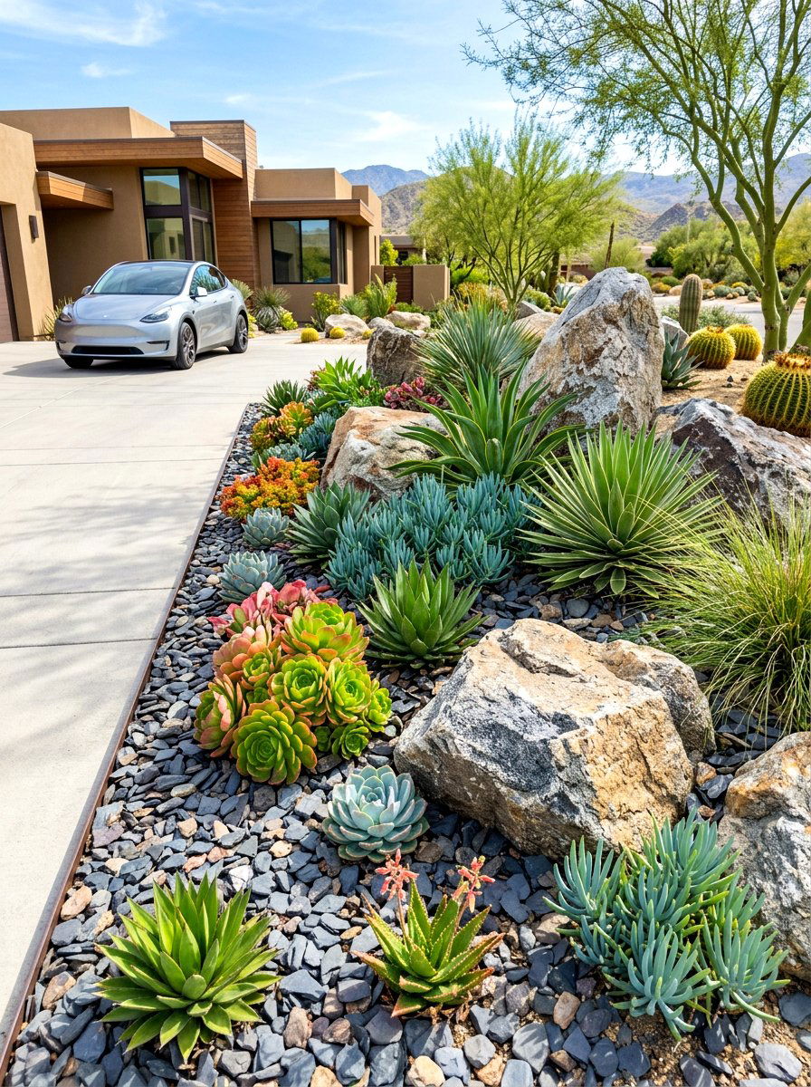 Rock garden features - 30 simple curb appeal ideas