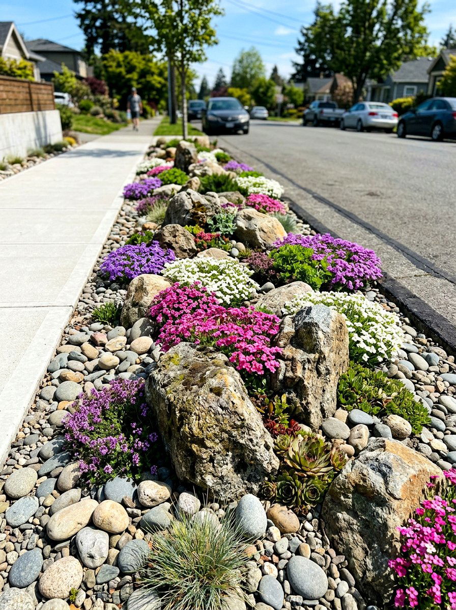 Rock garden hellstrip - 30 curbside planting strip ideas