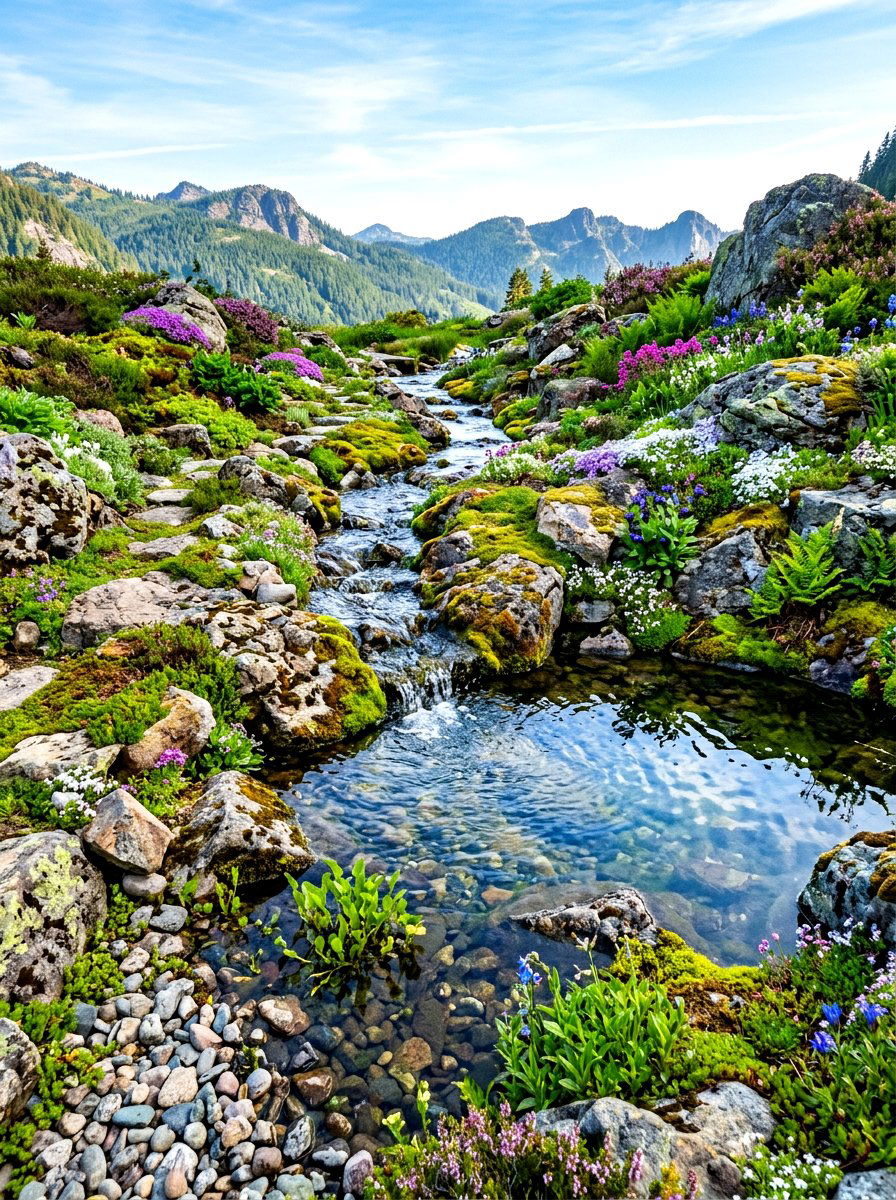 Rockery pond with stream - 30 small pond ideas