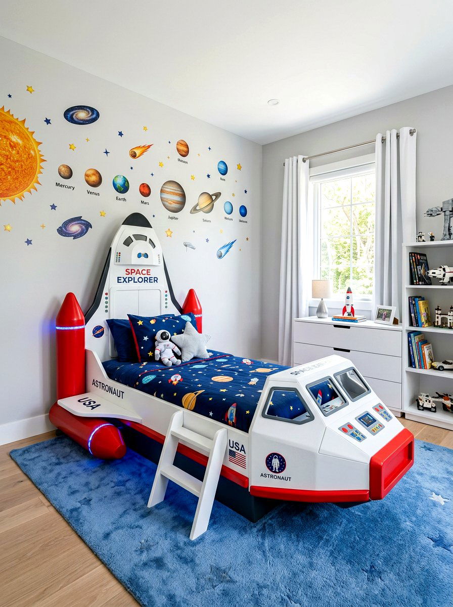 Rocket Ship Bed - 30 space themed bedroom ideas