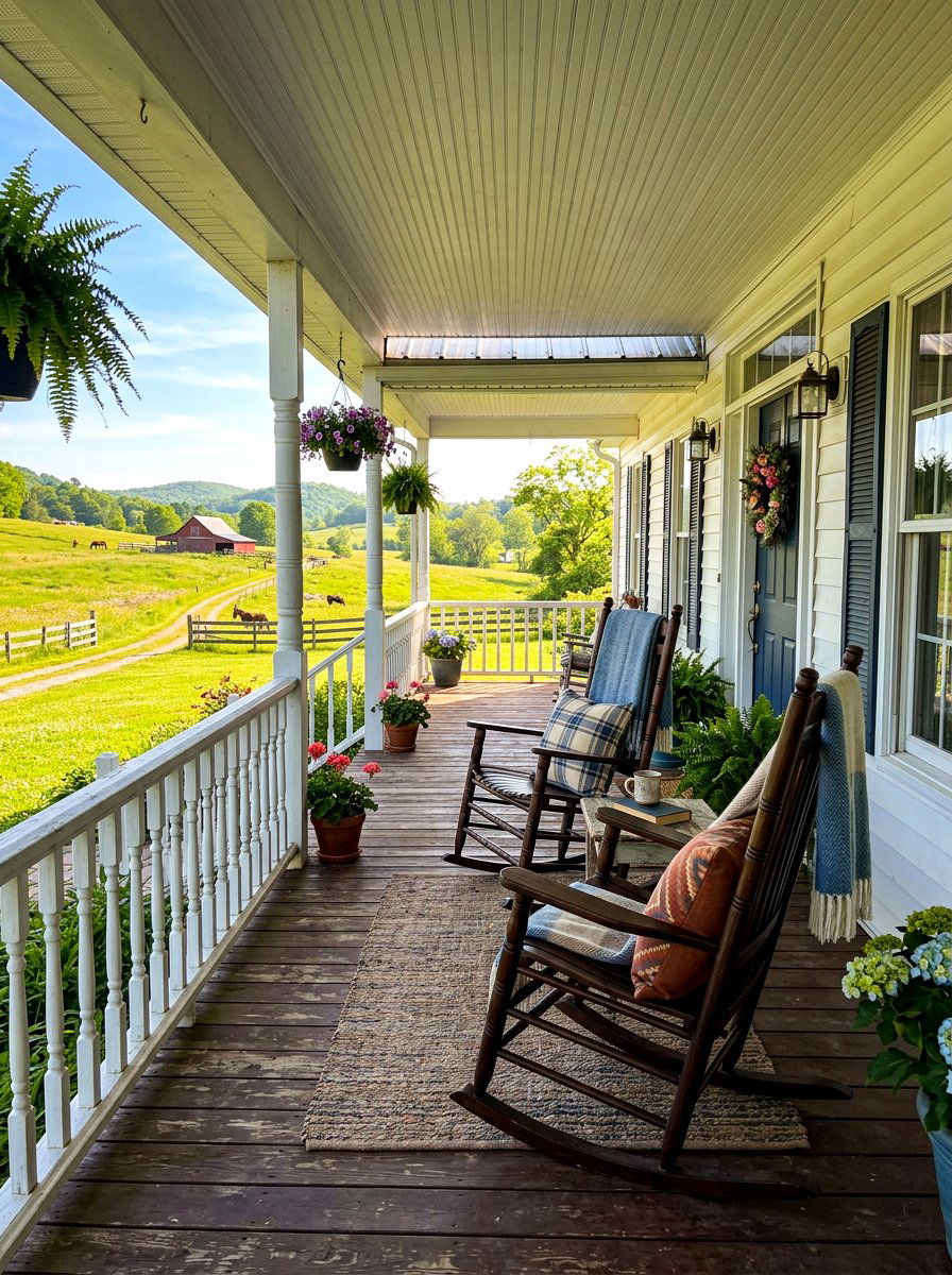 Rocking Chair Porch - 30 rustic backyard seating ideas