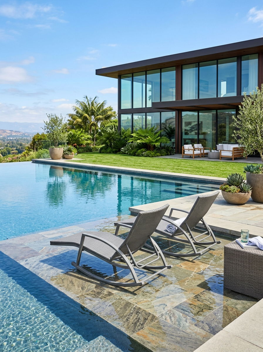 Rocking Lounger Pool Shelf Design - 30 pool ledge lounger ideas