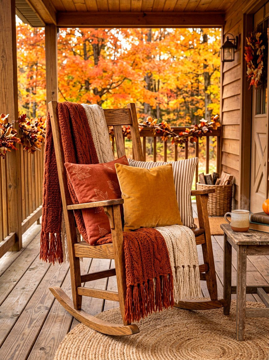 Rocking chair with throw blankets - 30 porch rocking chair styling ideas