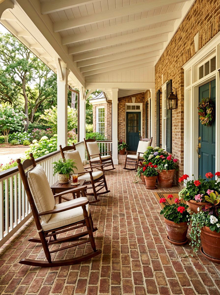 Rocking chairs on brick porch - 30 porch rocking chair styling ideas
