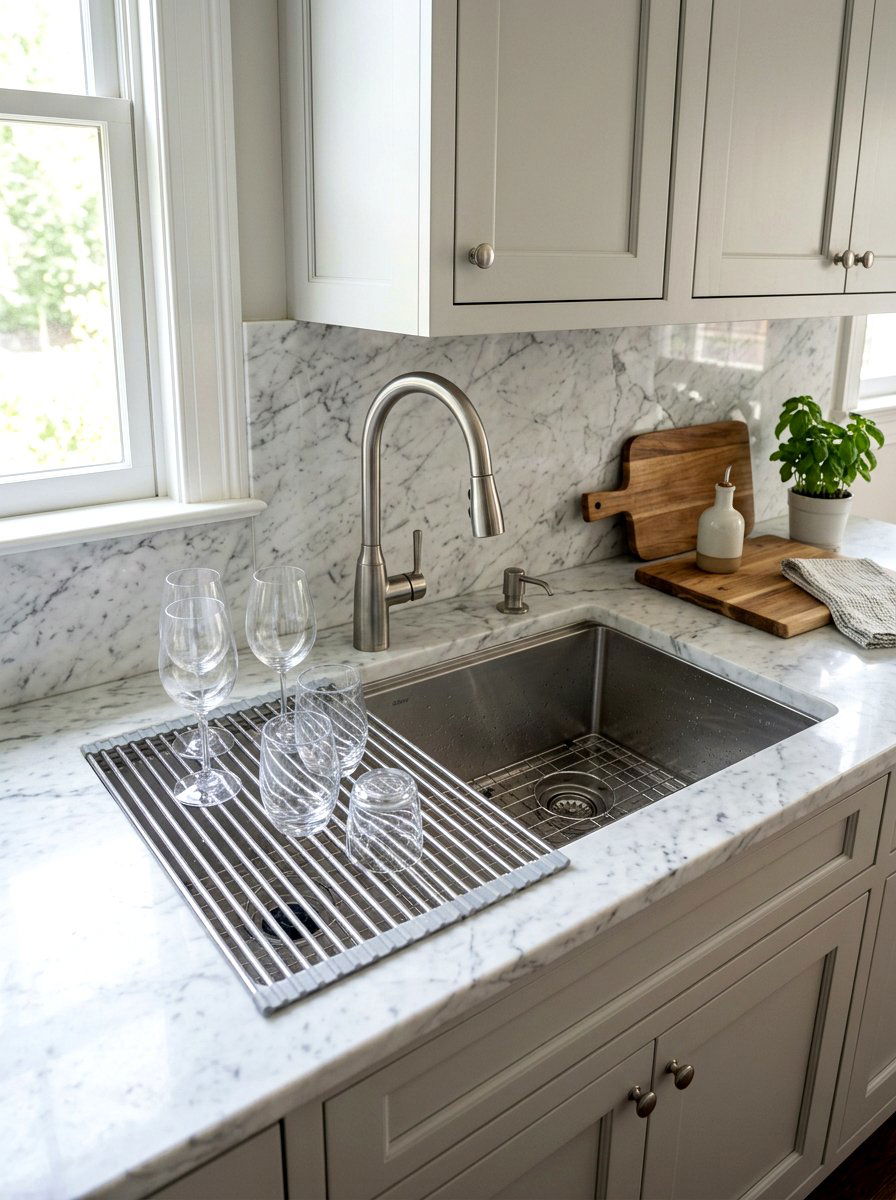 Roll up drying rack sink - 30 workstation sink ideas
