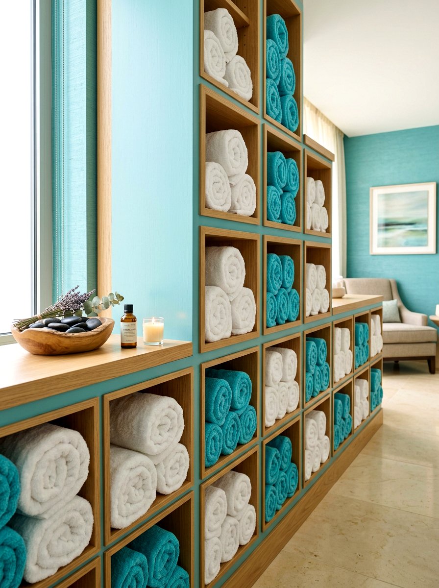 Rolled Spa Towels - 30 linen cupboard styling ideas
