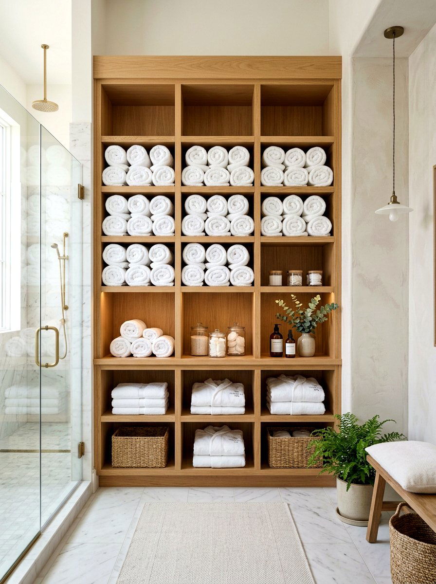 Rolled Towel Storage - 30 linen closet organization ideas