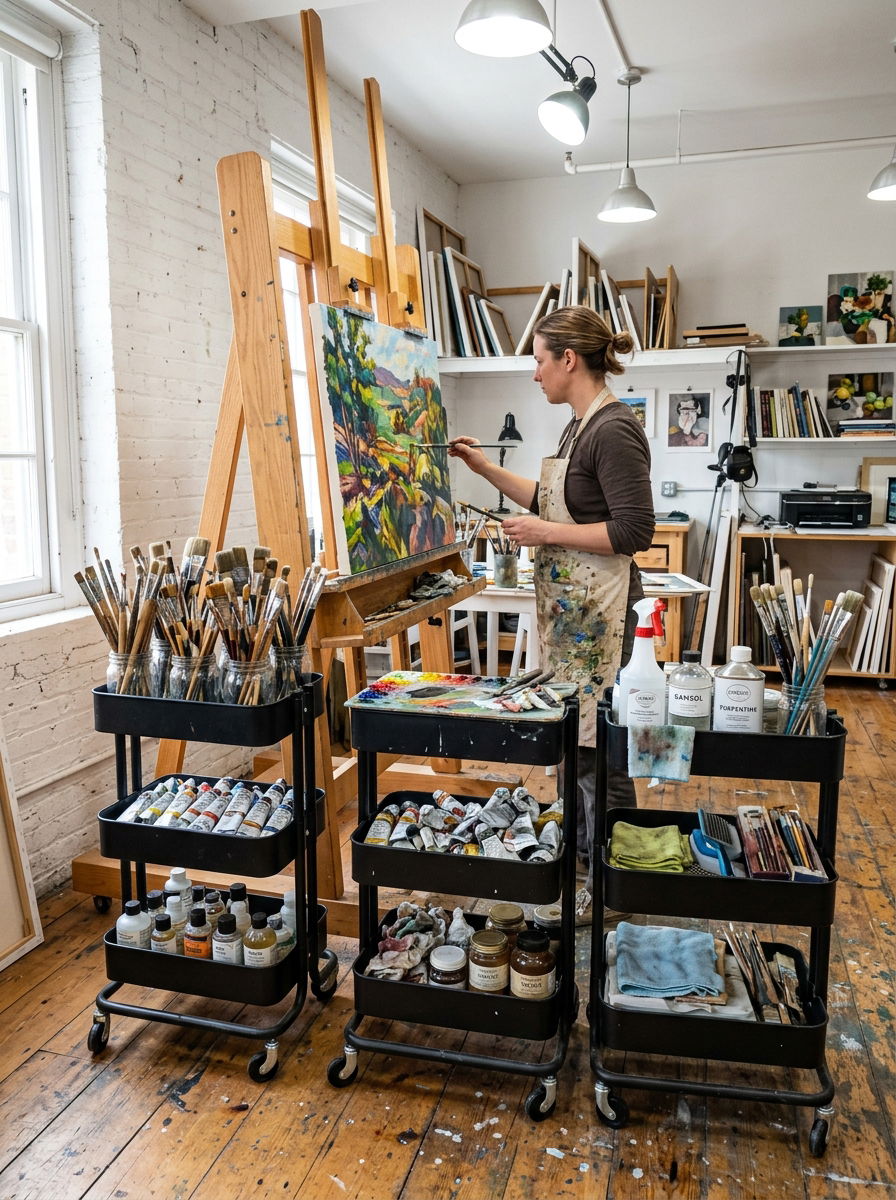 Rolling Art Cart - 30 painting studio ideas