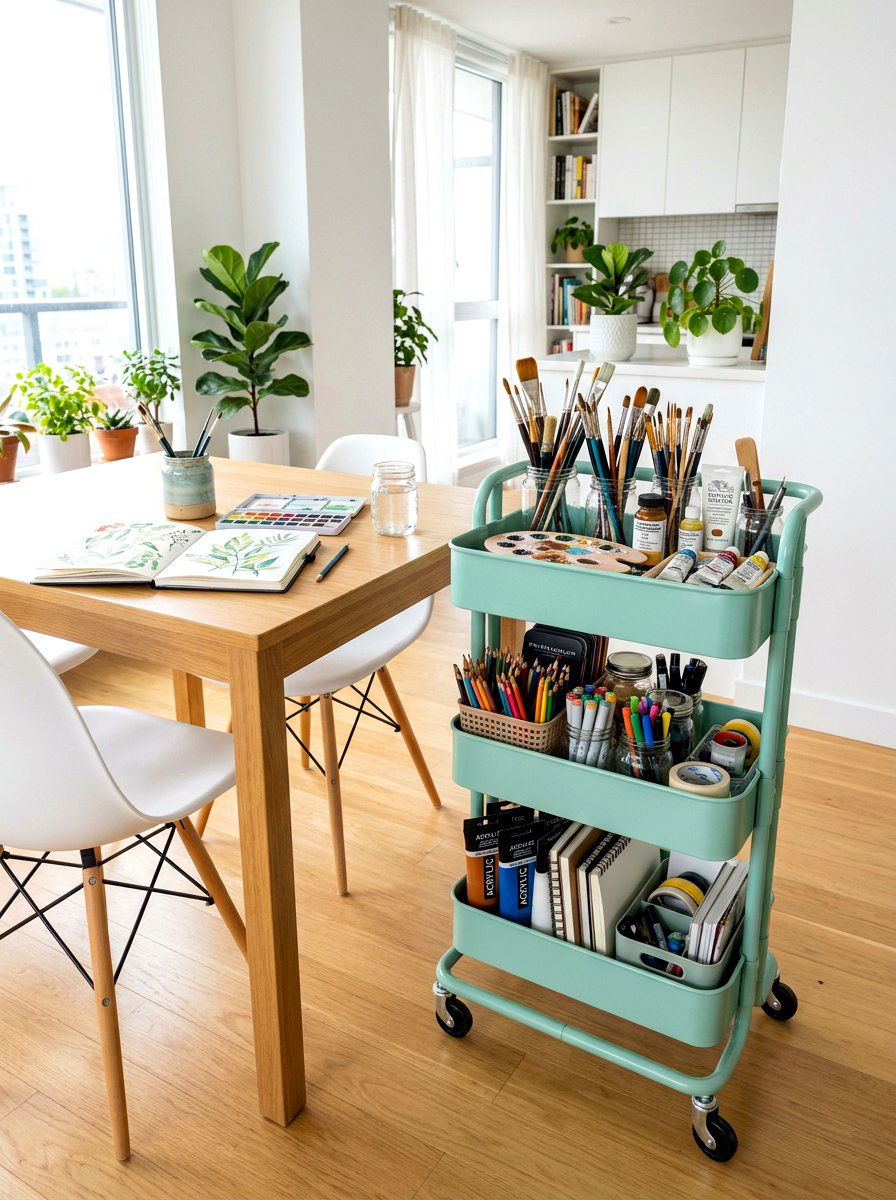 Rolling Art Cart - 30 art corner ideas