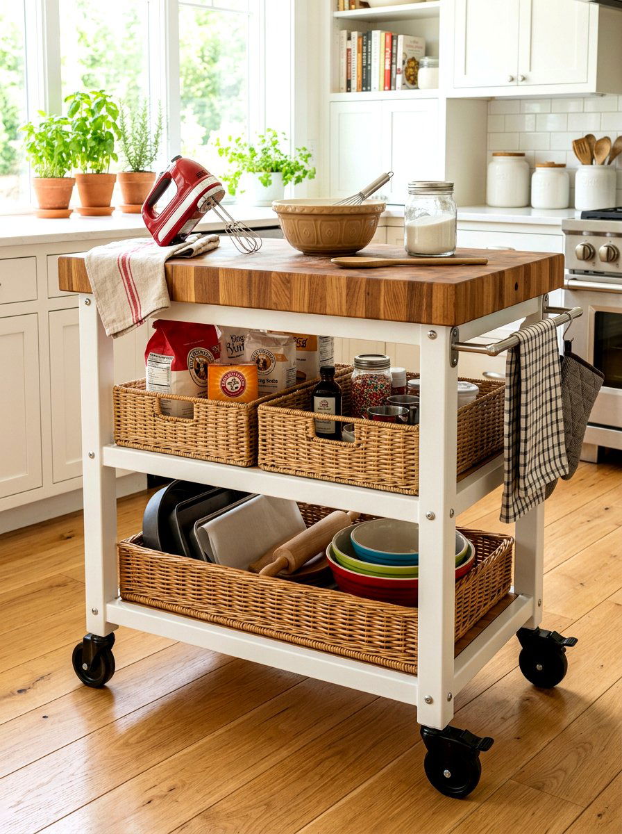 Rolling Baking Cart - 30 baking station ideas