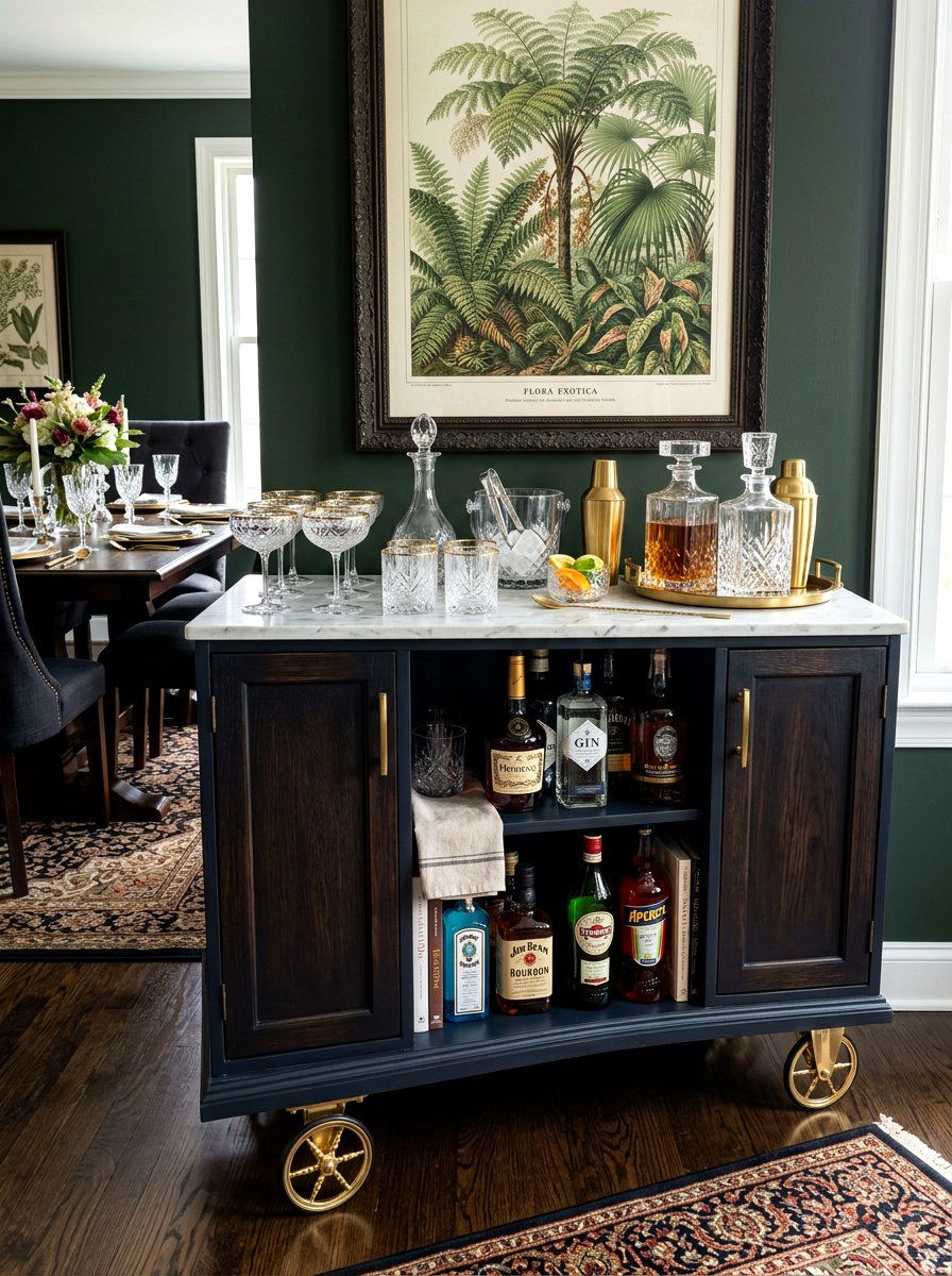 Rolling Bar Cart - 30 repurposed cabinet ideas