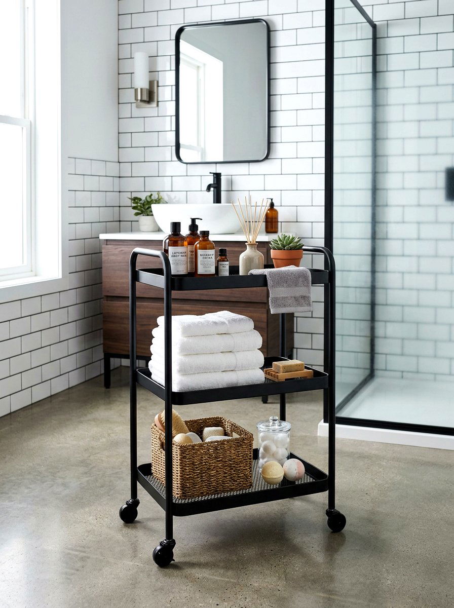 Rolling Bathroom Cart - 30 towel storage ideas
