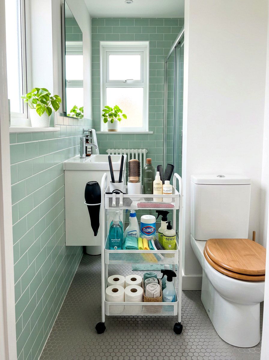 Rolling Bathroom Cart - 30 tiny bathroom storage ideas