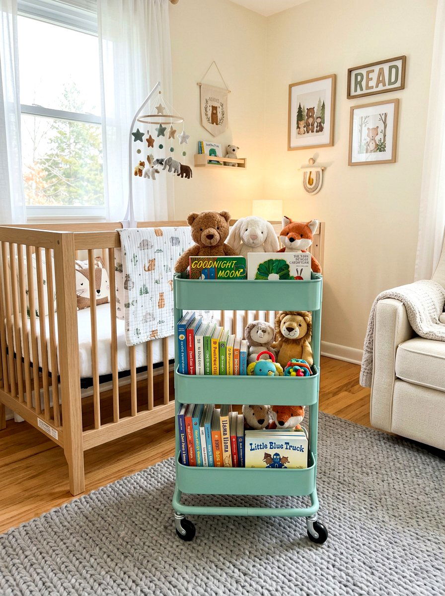 Rolling Book Cart Nursery - 30 nursery book display ideas
