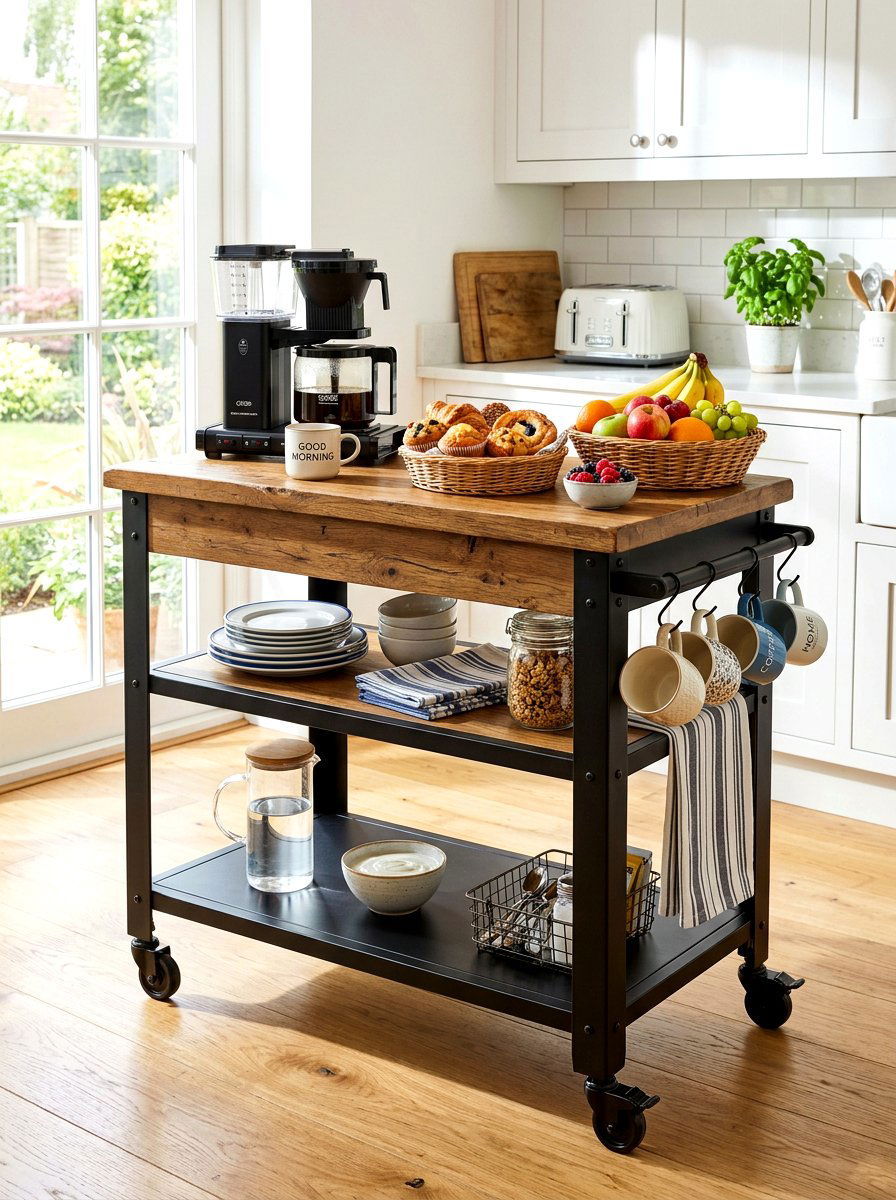 Rolling Breakfast Cart - 30 breakfast pantry ideas