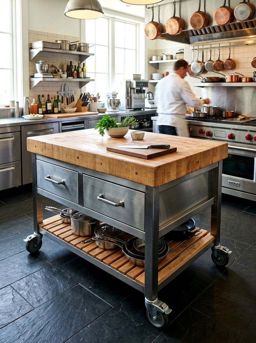 Rolling Butcher Block Island - 30 freestanding kitchen cabinet ideas