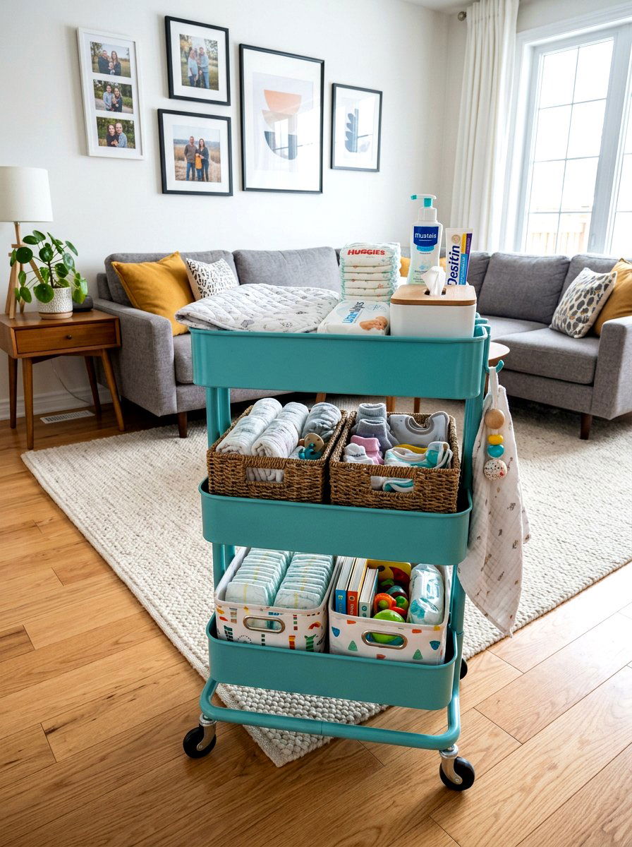 Rolling Cart Changing Station - 30 changing station ideas