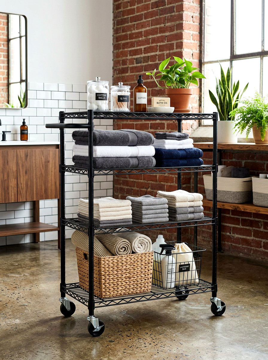 Rolling Cart Linen Storage - 30 linen closet ideas