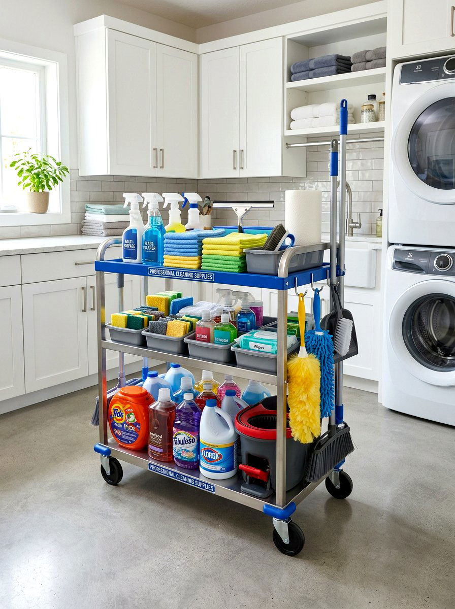 Rolling Cleaning Cart - 30 organizing cleaning supplies ideas