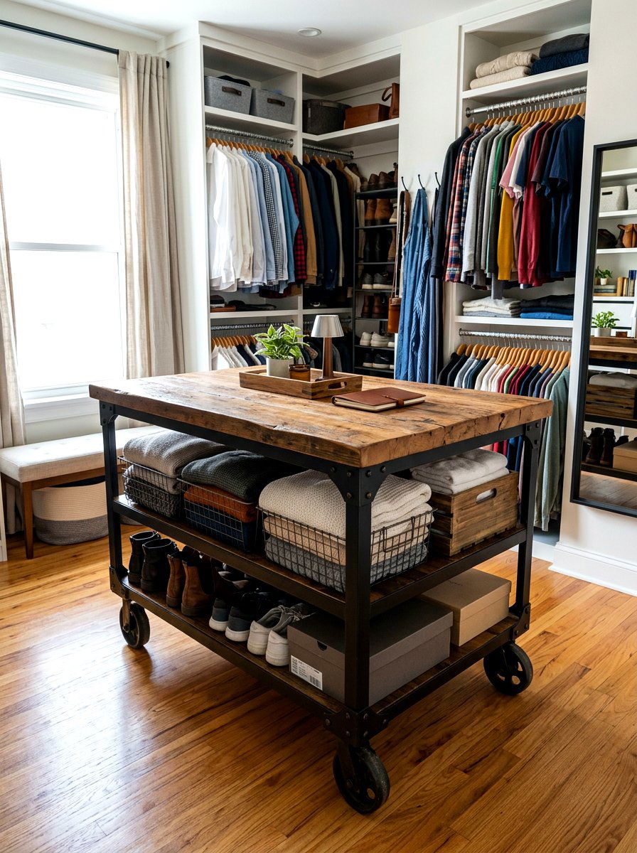Rolling Closet Island Wheels - 30 closet island storage ideas
