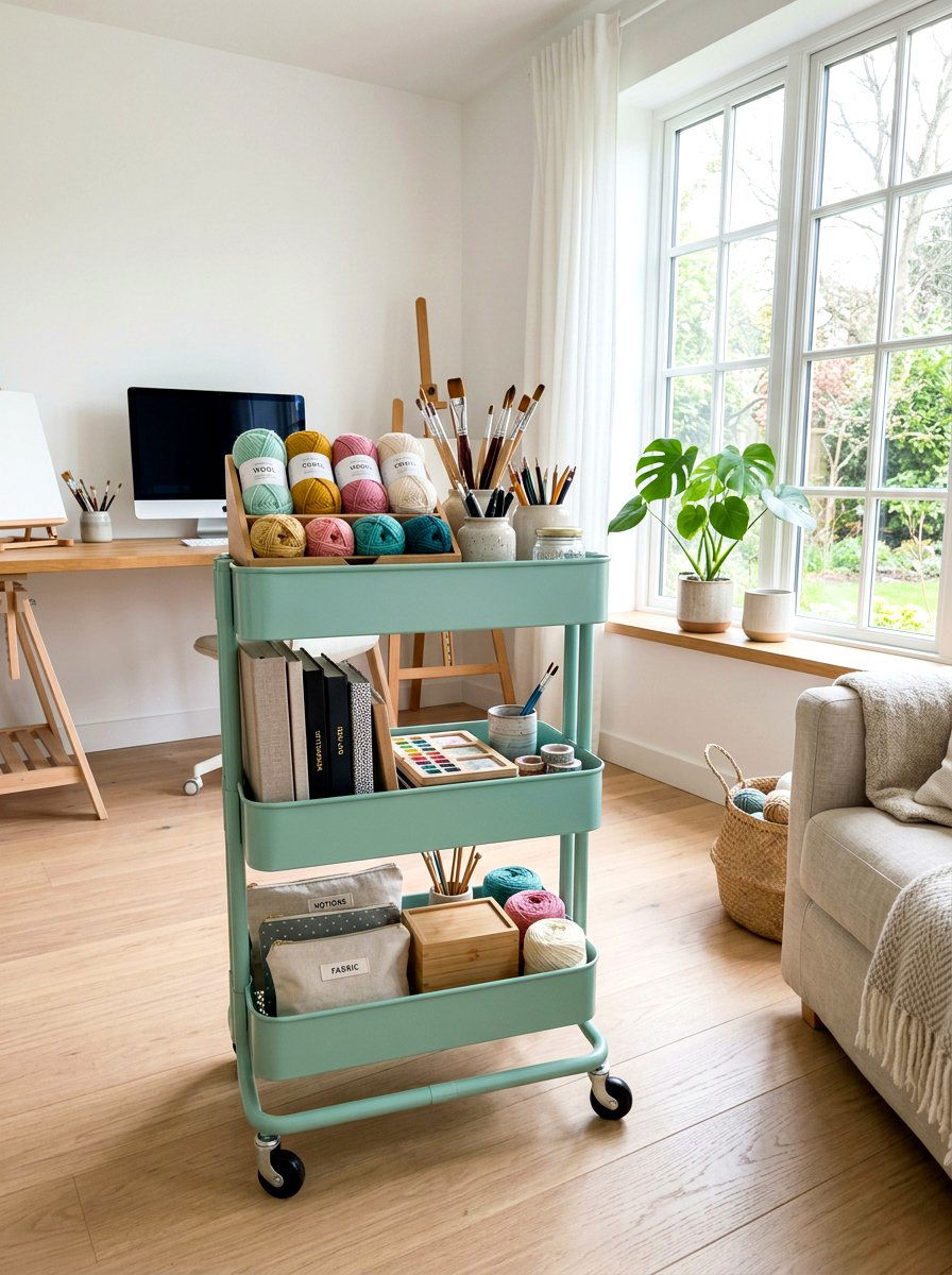Rolling Craft Cart - 30 organizing a craft room ideas
